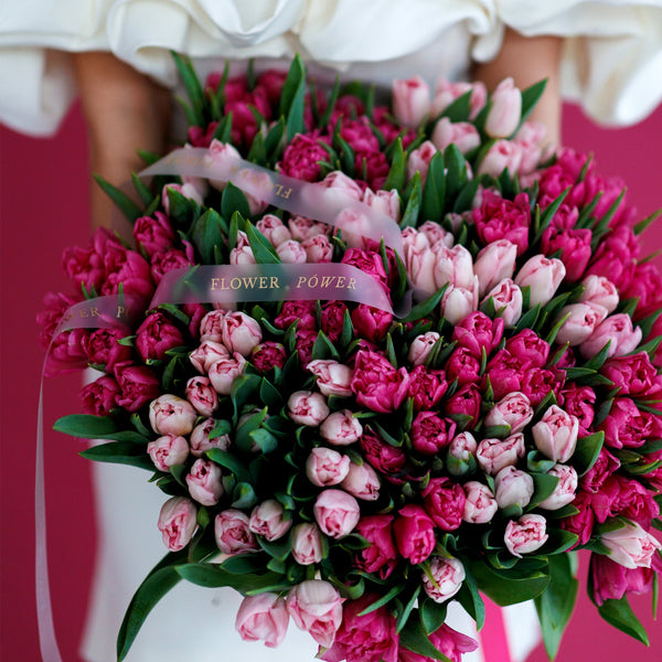 Букет рожевих тюльпанів Барбі