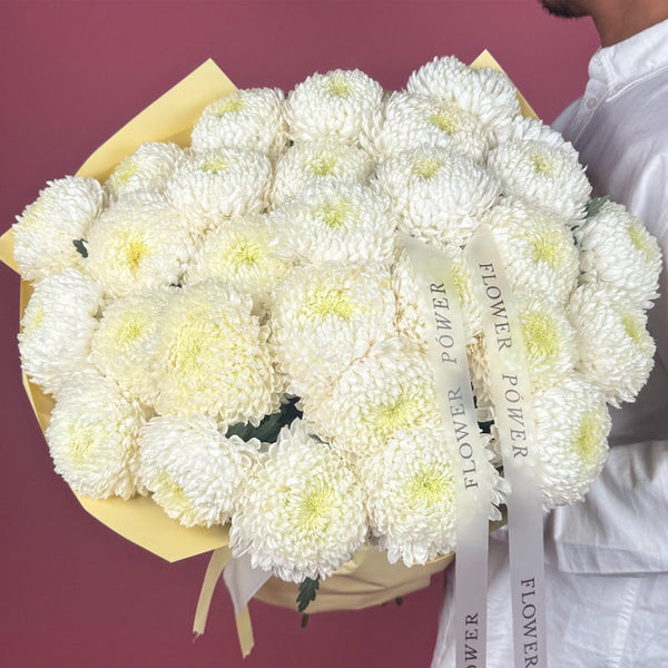 Букет білих хризантем Лунна Мелодія