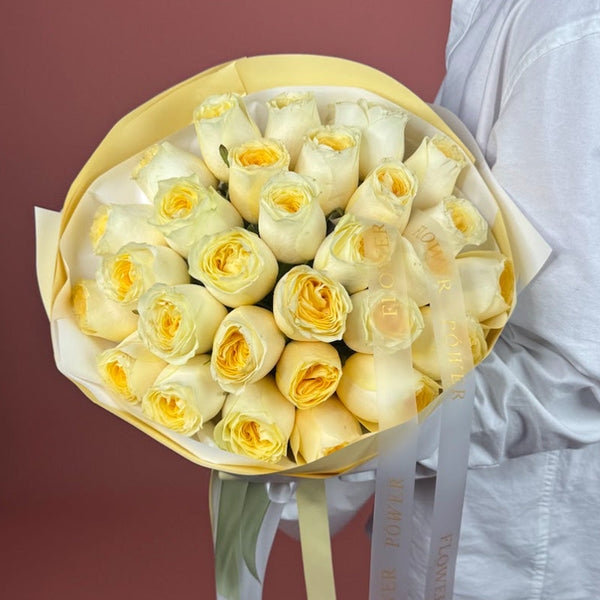 Букет жовтих троянд Бурштиновий Крем